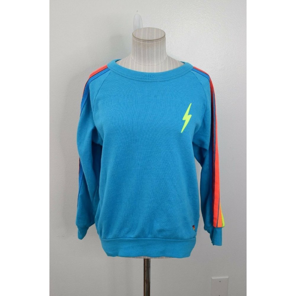 Aviator Nation Blue Lightning Bolt Stripe Sweatshirt